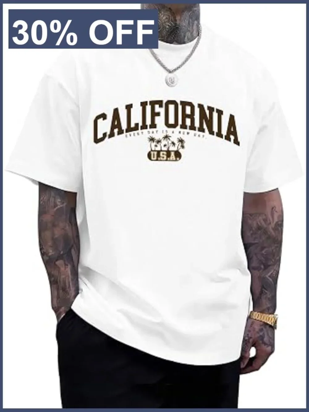 California Graphic Tee Palm Tree USA Style Crew Neck Short Sleeve Cotton